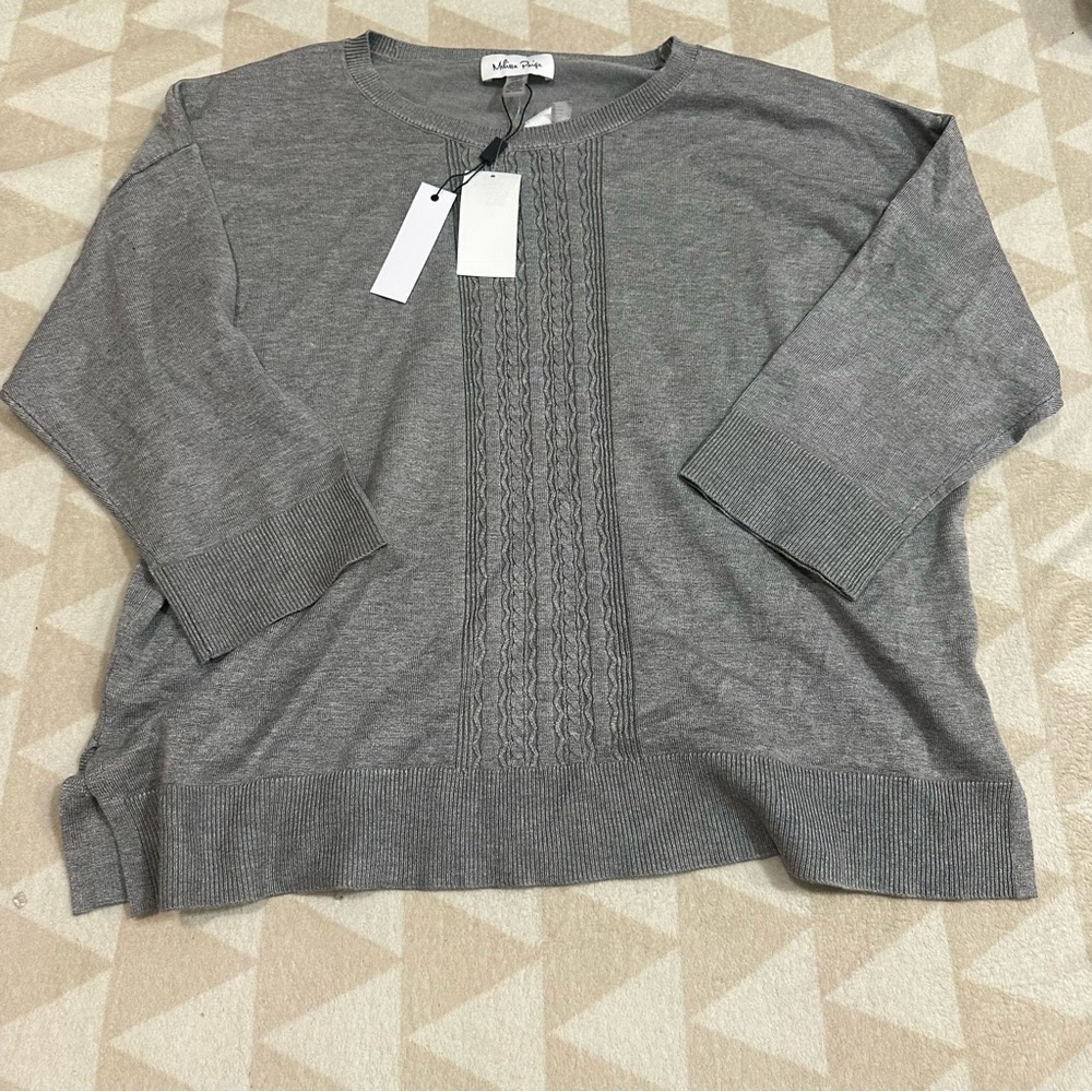 Melissa Paige grey knit crewneck sweater